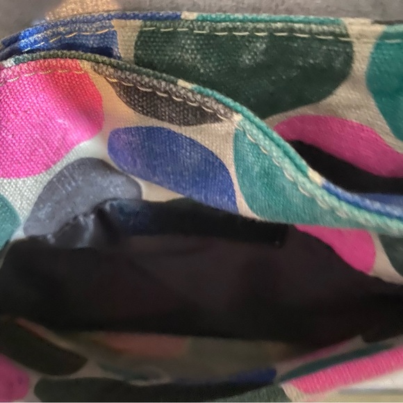 Kavu Canvas Colorful Circle Polka Dot Crossbody Bag Pink Blue Green Purse - Picture 10 of 12